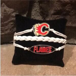 NHL Calgary Flames White Braided Bracelet